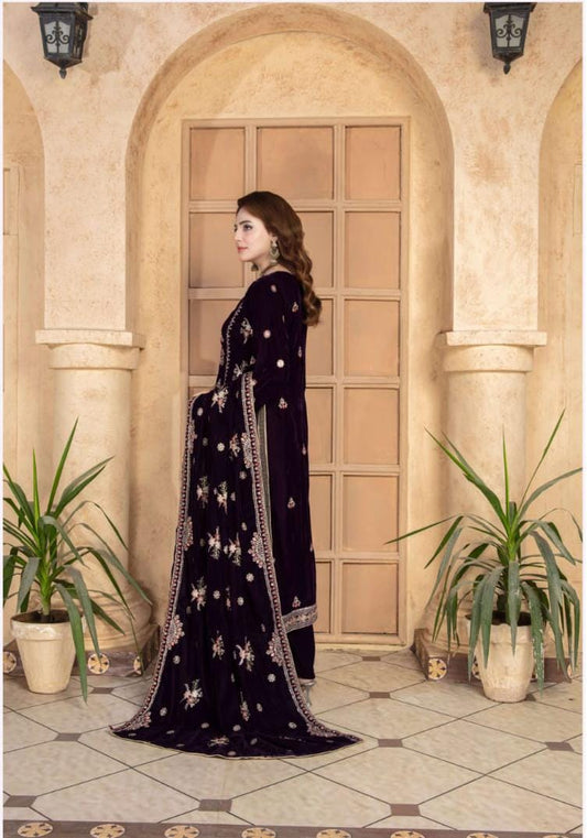 Mah meer Deep plum/purple velvet formal wear