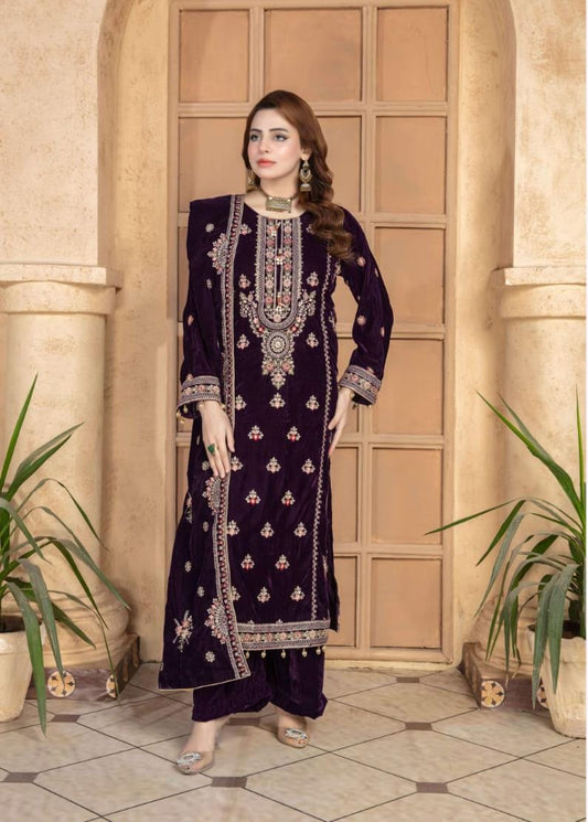 Mah meer Deep plum/purple velvet formal wear