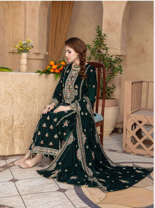 Mah Meer Green Velvet formal wear